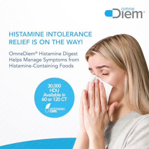 Histamine Digest DAO 30.000 HDU – 120 Cápsulas – Enzima Neutralizadora de Histamina – Alivie a Intolerância à Histamina com Diamina Oxidase - Omne Diem