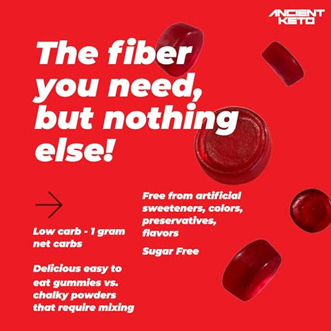Ancient Keto - Gomas de Fibra Keto Sem Açúcar para Adultos | Suplemento Vitamínico Keto para Homens e Mulheres | Prebióticos à Base de Plantas de Alta Fibra, Suplemento de Fibra Solúvel, Goma Vitamínica para Adultos | Marca: Sugar Free Keto Gummies
