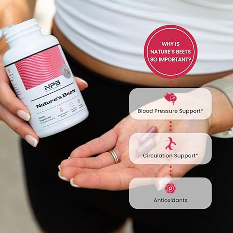 Nature's Pure Blend - Nature’s Pure Blend Cápsulas de Beterraba Orgânica I Suporte ao Fluxo Sanguíneo, Pressão Arterial, Saúde Cardíaca I Estimulante de Energia, L-Arginina
