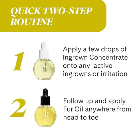 Cuidados para pelos encravados Fur: Tratamento Preventivo em Dois Passos – Combinação de Óleo Fur e Concentrado para Pelos Encravados – 15 ml cada (Fur Ingrown Hair Care Duo)