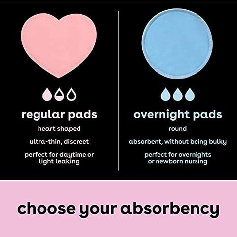 Almofadas de Amamentação para Mulheres, Reutilizáveis e Laváveis, Azul e Rosa Claro, 3 Pares Regulares e 1 Par Noturno, Almofadas à Prova de Vazamentos para Amamentação, 4 Pares - Bamboobies