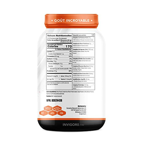 Shake de Proteína Isolada de Soro de Leite de Pasto Superfood Sabor Chocolate Brownie – Substituto de Refeição sem Glúten e Não-OGM com Probióticos e Ômega 3 (645g) - INVIGOR8