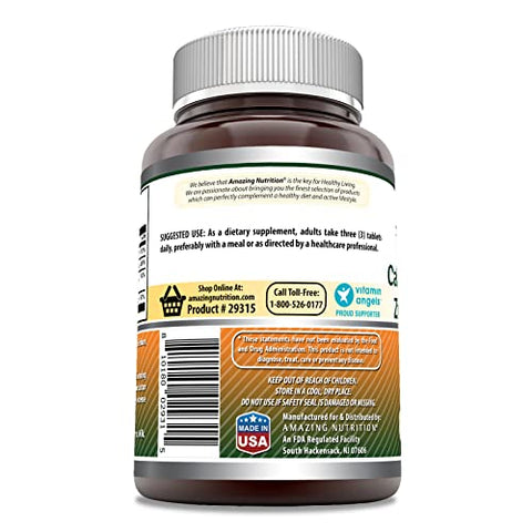 Amazing Nutrition - Amazing Formulas Cálcio Magnésio Zinco D3 – 300 Comprimidos por Frasco (Cálcio 1000mg – Magnésio 400mg – Zinco 25mg Mais Vitamina D3 600 UI – Por Porção de 3 Comprimidos)