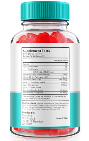 NutraRize - Keto Raw Gummies ACV – Fórmula Avançada de Vinagre de Maçã, Oficial Keto Raw Gummy, Suplemento de Vinagre de Maçã Keto Raw Natural, Vitaminas Keto Raw AVC, Avaliações (60 Gummies)