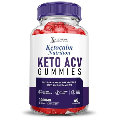 Justified Laboratories - (2 Pacotes) Gomas Ketocalm Nutrition Keto ACV Fórmula Avançada 1000MG Keto Calm Nutrition Gomas Keto de Vinagre de Maçã Formuladas com Pó de Romã e Beterraba B12 Vegan