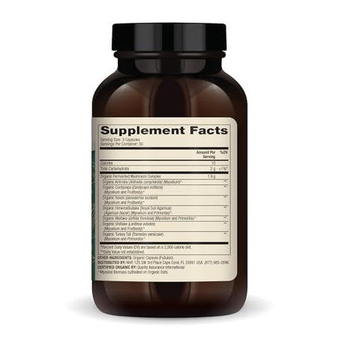 Complexo de Cogumelos Fermentados, 30 Porções (90 Cápsulas), Suporte à Saúde Imunológica e Digestiva, Livre de Transgênicos, Soja e Glúten - Dr. Mercola