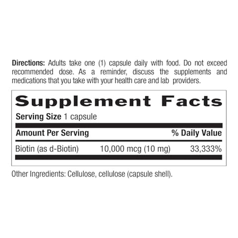 Biotina 10mg de Alta Potência – Vegano | 100% Natural | Fortalece Cabelos e Unhas | 60 Cápsulas - Country Life