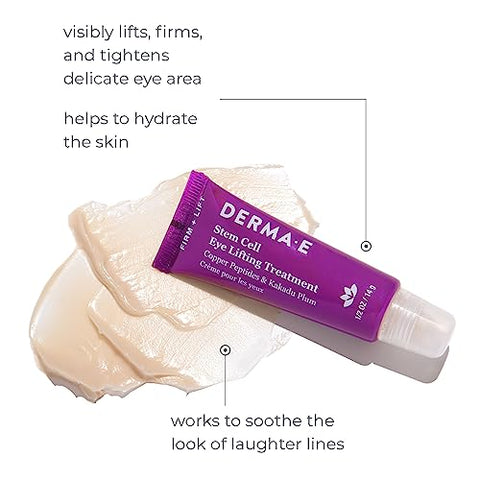 Creme para os Olhos com Células-Tronco – Ação Múltipla Firmadora e Tensora para a Área dos Olhos e Pálpebras Superiores – Hidratante e Revitalizante, 15g - Derma E