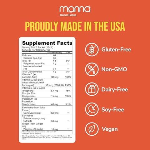 Manna Vitamins Evolved - Manna Liposomal Elderberry Immune (30 Unidades) – Sabugueiro com Zinco | Manna Liposomal Elderberry Immune – Sabugueiro com Zinco (30 Unidades)