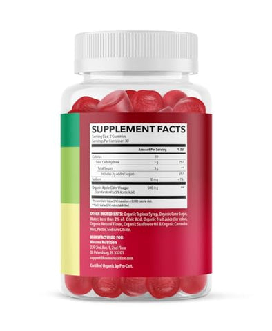 HAVASU NUTRITION - Gomas de Vinagre de Maçã Orgânico | ACV Gummies para Apoiar a Saúde Digestiva e a Flora Intestinal | Sabor Natural de Maçã | 60 Gomas Orgânicas, Veganas e Não-OGM de Vinagre de Maçã