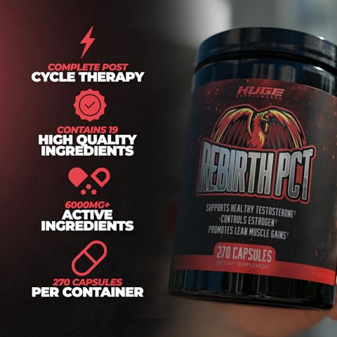 Huge Supplements - Rebirth PCT para Homens, Suplemento Mais Potente – Marca Líder