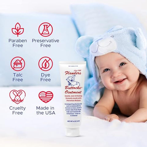 Flanders Buttocks Ointment - Pomada Flanders para Assaduras – Creme para Tratamento de Dermatite de Fraldas | 50g