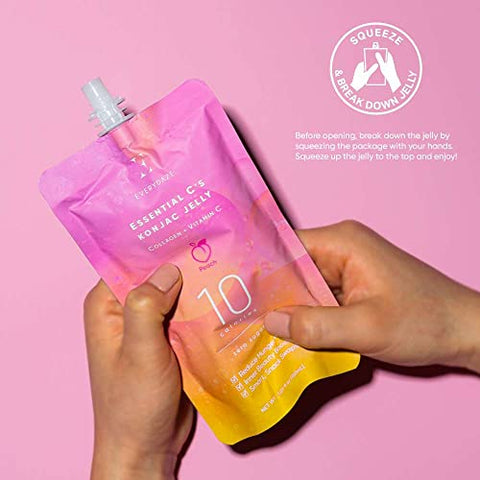 E EVERYDAZE - EVERYDAZE Gel de Colágeno com Vitamina C de Pêssego | Vegano, 10 Calorias, 0 Açúcar | 10 Pacotes | Lanche Bebível Saudável para Dieta, Controle de Peso