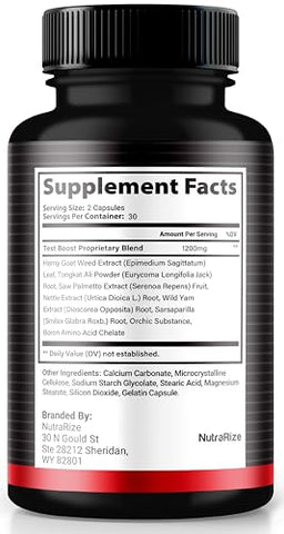 NutraRize - Titan Boost – Suplemento Masculino para Aumento de Desempenho – 2 Unidades – Fórmula Potente com Tongkat Ali e Wild Yam Root – Oficial