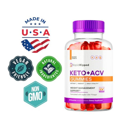 LIVORKA - Rapid Ripped Keto ACV Gummies – Gummies de Vinagre de Maçã e Cetose para um Mês – 60 Gummies