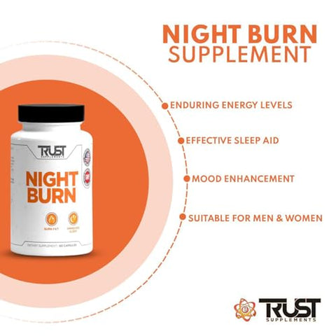 TRUST SUPPLEMENT - Night Burn – Suplemento Noturno para Apoio à Saúde e Sono Melhorado – Fórmula Natural de Bem-Estar para Homens e Mulheres