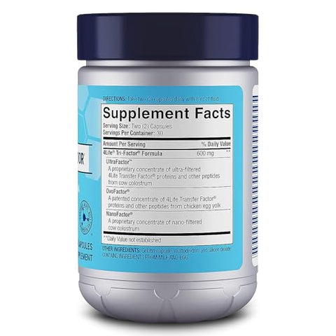 Transfer Factor Tri-Factor Formula – Suporte ao Sistema Imunológico com Extratos de Colostro Bovino e Gema de Ovo de Galinha – 60 Cápsulas - 4Life