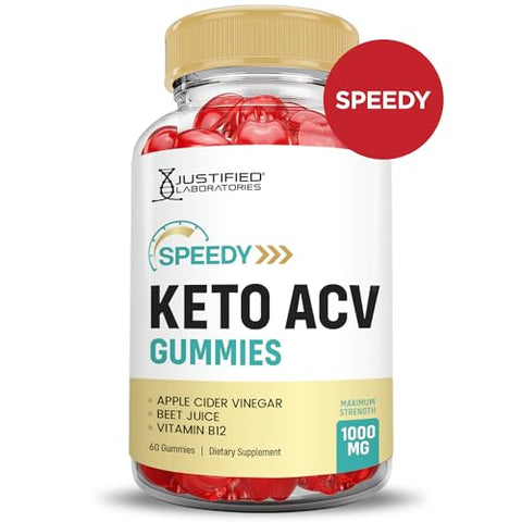 Justified Laboratories - Speedy Keto Gummies ACV 1000MG Fórmula Avançada – Maçã, Romã, Beterraba, B12 Vegan Non GMO 60 Gummys (60 Unidades)