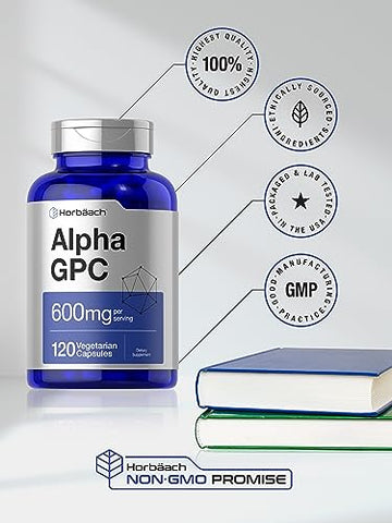Alpha GPC 600mg | 120 Cápsulas | Vegetariano, Não-OGM | Marca Horbäach - Horbäach