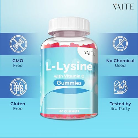 VAITE - Gomas de L-Lisina com Vitamina C – Saúde dos Tecidos para Adultos – Marca: Vitamins