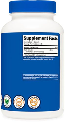 Black Cohosh 540mg – 240 Cápsulas | Sem GMO, Sem Glúten | Marca Nutricost - Nutricost