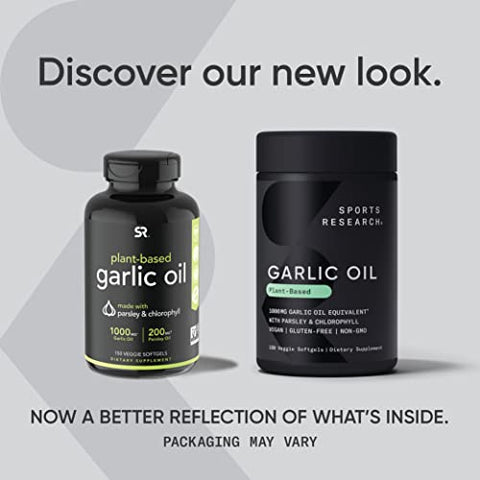 Óleo de Alho sem Odor Sports Research em Cápsulas (1000mg) com Salsa | Benefícios para a Saúde | 60 Cápsulas