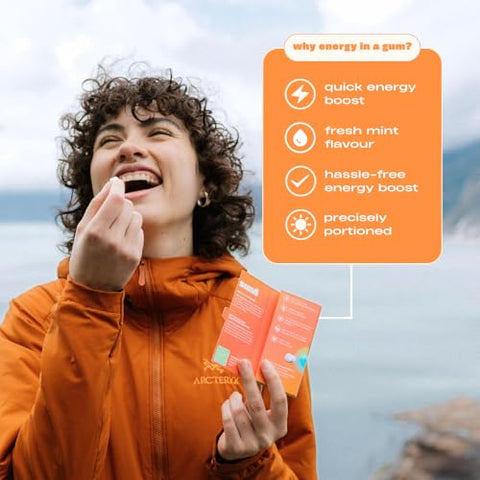 SUNII ENERGY GUM - Sunii Energy Gum – Energia em 5 minutos, 100mg de Cafeína, Fique Alerta para Treinos, Estudos, Trabalho