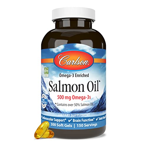 Óleo de Salmão Carlson, 500 mg Ômega-3, Norueguês, Coração, Cérebro – Benefícios para a saúde