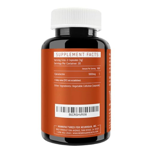 Neurogan - Cápsulas de Epicatequina Potente 500mg, 1000mg/porção – Suporte Avançado para Aumento de Óxido Nítrico e Desenvolvimento Muscular – Marca: [Nome da Marca]