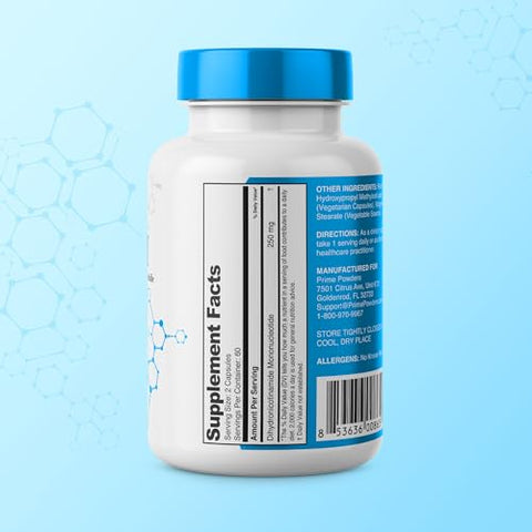 Prime Powders - NMNH: Suplemento NAD NR de Suporte NAD (250mg por Porção), 120 Cápsulas – Mononucleotídeo de Dihidronicotinamida