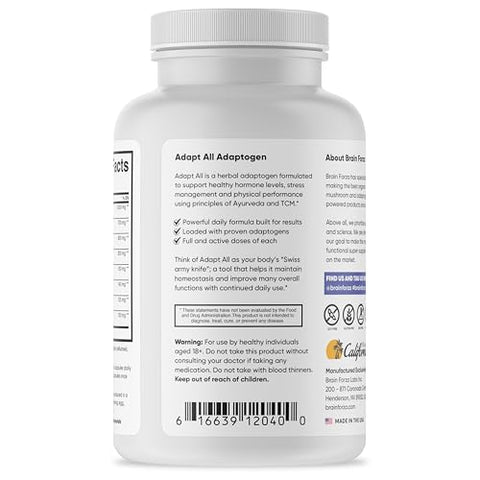 Adapt All Herbal Adaptogen – Redutor de Estresse Natural – 60 cápsulas – 100% Natural – Marca Brain Forza - Brain Forza
