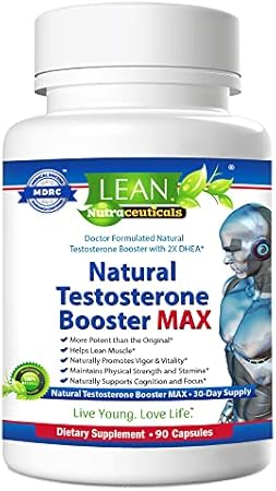 LEAN Nutraceuticals - Testosterone Booster para Homens acima de 50 anos, Max Male Test Enhancing Pill, Suplemento Energético para Libido, Crescimento Muscular e Energia Super Treino, Tongkat Ali, Tribulus, Maca Root, Horny Goat Weed, 60 cápsulas
