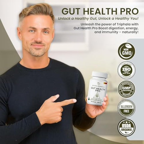 Divya Herbals - Suplemento Gut Health Pro | Comprimidos Orgânicos de Triphala 600mg | Detox Intestinal para Mulheres