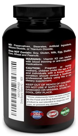 Divine Bounty - Vitamina K2 (MK7) – Benefícios para a saúde óssea e cardiovascular | Marca XYZ