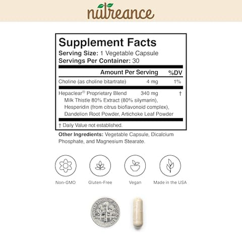 Hepaclear - Suplemento Natural de Suporte ao Fígado com Hesperidina – Não-OGM, Vegano, Sem Glúten – Marca em Destaque