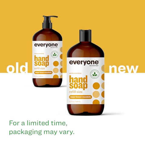 everyone for every body - Recarga de Sabonete Líquido para as Mãos Everyone, 946 ml (Pacote com 2), Limão Meyer e Mandarina, Limpeza à Base de Plantas com Óleos Essenciais Puros