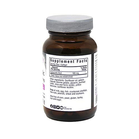 Nutrition Beautiful Ally Ácido Hialurônico 100mg, Nutre a Pele Radiante, Sem OGM, Sem Glúten, Sem Soja, 90 Softgels, 90 Porções - Bluebonnet