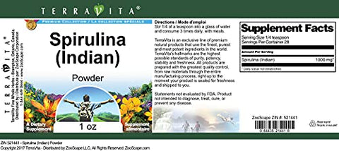 Terravita - Spirulina Indiana em Pó (1g) – 2 Embalagens | Marca: ZIN 521441