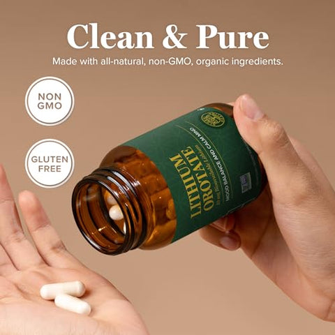 Global Healing Center - Global Healing Lithium Orotate 10mg – Saúde Cerebral, Suporte ao Humor, Função e Clareza – 60 Cápsulas