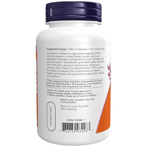 Suplementos, Sulfato de Condroitina 600 mg (um Glicosaminoglicano), Saúde das Articulações, 120 Cápsulas - NOW Foods