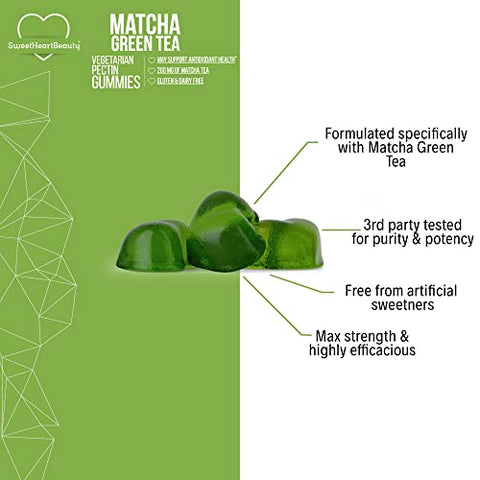 SweetHeartBeauty - Matcha Energy Gummies – Goma de Matcha com Extrato de Chá Verde by Sweetheart Beauty | Detox e Limpeza com Chá Verde | Vegano, Sem Glúten e Não-OGM