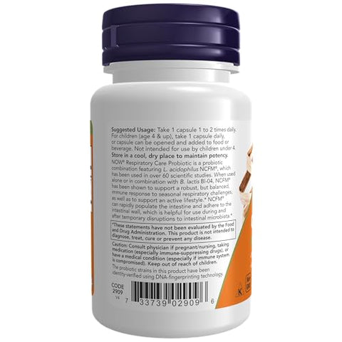 Suplementos, Cuidado Respiratório Probiótico com NCFM® Clinicamente Testado - NOW Foods
