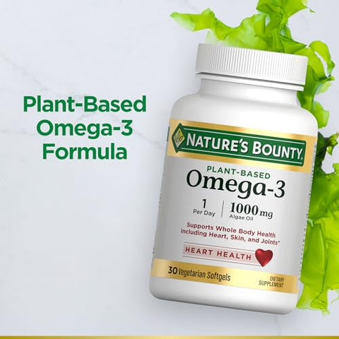 Nature's Bounty - Nature’s Bounty Ômega 3, Suplemento de Ácido Graxo Ômega 3 à Base de Plantas, 520mg, Promove Saúde Integral do Corpo, Incluindo Coração, Pele e Articulações, 30 Cápsulas Vegetarianas, Alternativa ao Óleo de Peixe