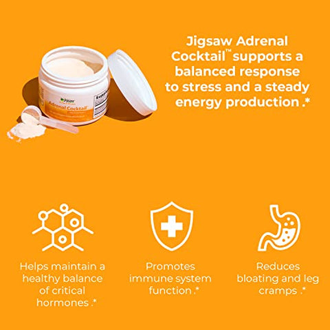 Jigsaw Health - Jigsaw Adrenal Cocktail™: Vitamina C Integral | com Bicarbonato de Potássio, Sal Real Redmond® e Extrato de Acerola | 60 Porções