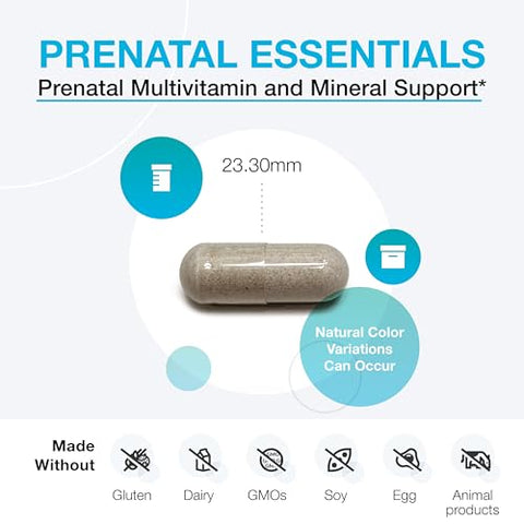 Prenatal Essentials – Vitaminas Pré-Natais com Suporte Mineral – Multivitamínico Pré-Natal com Bioativo Folate Methyl (5-MTHF) Minerais Suaves para Promover Absorção Ótima – XYMOGEN Prenatal Essentials - XYMOGEN