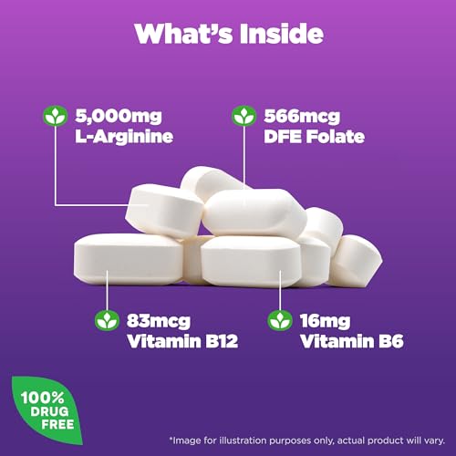 L-Arginine Tablets: Potencialize sua performance com saúde vascular e sexual. Fórmula Extra Forte com Óxido Nítrico e Complexo de Vitaminas B - Natrol