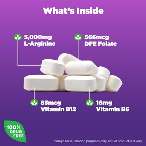 L-Arginine Tablets: Potencialize sua performance com saúde vascular e sexual. Fórmula Extra Forte com Óxido Nítrico e Complexo de Vitaminas B - Natrol
