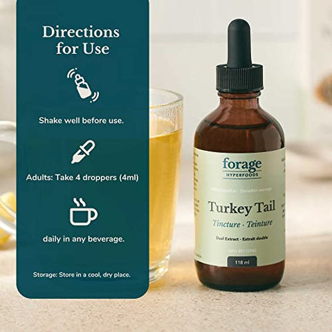 Extrato Líquido de Superalimento de Cauda de Peru Selvagem Canadense Original, Vegano, Não-OGM, Suporte à Saúde Imunológica e Intestinal, 118ML - Forage Hyperfoods