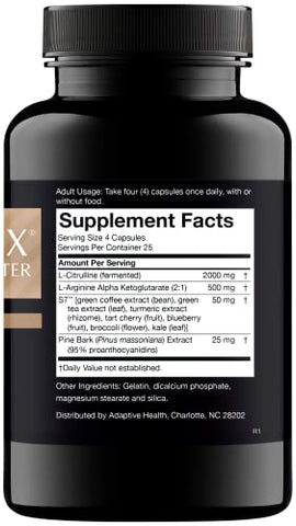 Suplemento Booster de Óxido Nítrico – Fluxo de Óxido Nítrico, L-Arginina, L-Citrulina, Extrato de Casca de Pinheiro – Vasodilatador – 100 Cápsulas - Nugenix
