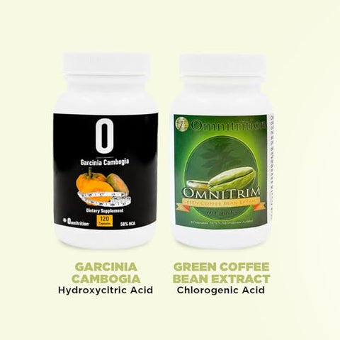 Omnitrition - Kit de Suplementos Omnitrition: Extrato de Café Verde (60 Cápsulas) e Garcinia Cambogia (120 Cápsulas Vegetais) | Rico em Antioxidantes para Vitalidade | Fórmula Pura, Sem Aditivos | Marca